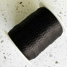 6mm WireLace Metallic Tubular Ribbon - Black - Per metre