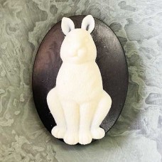 30x40mm Resin Rabbit Oval Cabochons - Black +Cream - Each