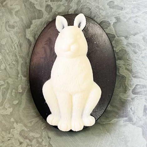 30x40mm Resin Rabbit Oval Cabochons - Black +Cream - Each 30x40mm Resin Rabbit Oval Cabochons - Black +Cream - Each