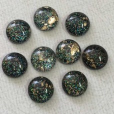 12mm Black Resin with Gold Foil + Multi-Colour Glitter Cabochons