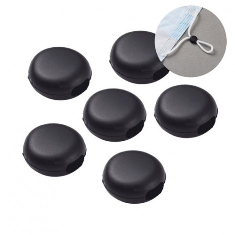 10mm Black Silicone Face Mask Cord Adjuster Bead (Hole 2x4mm inner diameter)