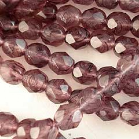 6mm Czech Firepolished Beads - Blackberry Swirl - Pack of 14