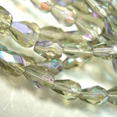 7x5mm Czech Firepolish Teardrops - Black Diamond AB - Pack of 10