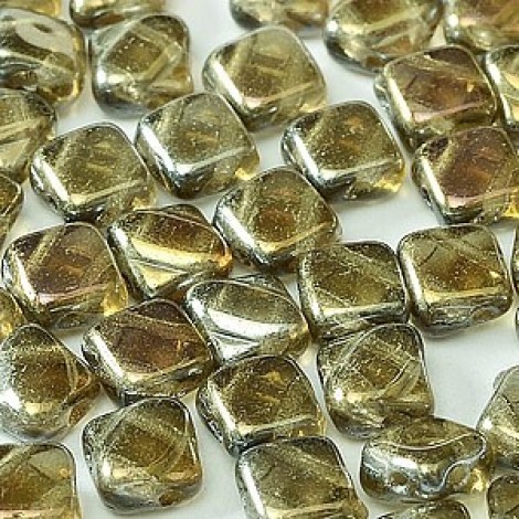 6mm 2-Hole Silky Beads - Blk Diamond Full Clarit - Pack of 40
