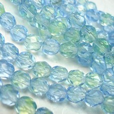 6mm Czech Firepolish Glass Beads - Blue/Green - Pack of 16