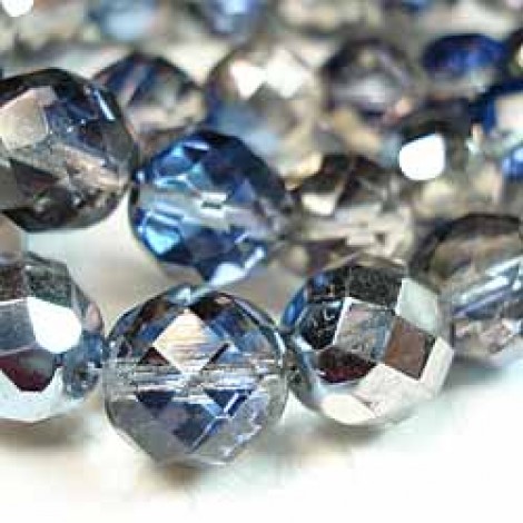 12mm Czech Firepolish Prismatic Blue Hematite Multi - Pack of 10