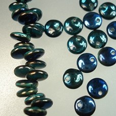 6mm Czech Lentil Beads - Teal-Blue Iris