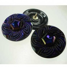 27mm Czech Midnight Blue Flower Medium Button - Each