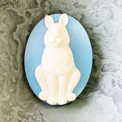 30x40mm Resin Rabbit Oval Cabochons - Light Blue + White - Each 30x40mm Resin Rabbit Oval Cabochons - Light Blue + White - Each