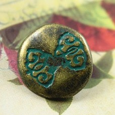 17mm Cyan Bowknot Ant Brass Metal Button with Shank
