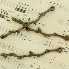 3x41mm Vintage Style Ant Bronze Tree Branch Connector - Pack of 5
