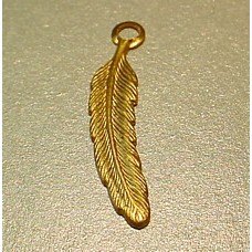27mm Medium Feather Raw Brass Charm - Pack of 4