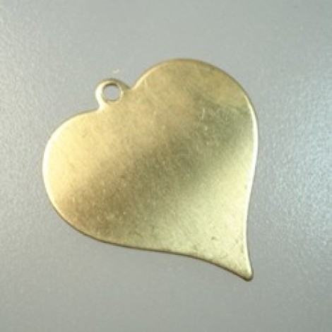 7/8" (22mm) 24ga Raw Brass Heart Blank with Ring - Pack of 8
