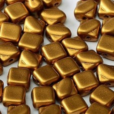6mm Cz 2-Hole Silky Beads - Brass Gold - Pack of 40