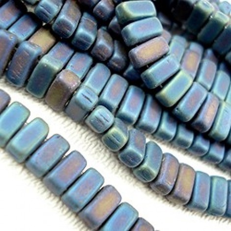 3x6mm CzechMate Brick Beads - Matte Iris Blue