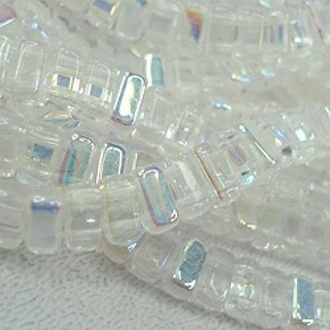 3x6mm CzechMate Brick Beads - Crystal AB