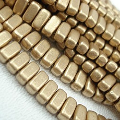 3x6mm CzechMate Brick Beads - Matte Metallix Flax