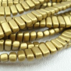 3x6mm CzechMates Brick Beads - Matte Met Aztec Gold - Pack of 50
