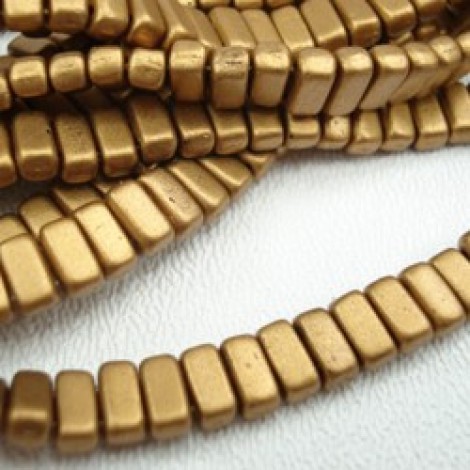 3x6mm CzechMates Brick Beads - Matte Metallic Goldenrod - Pack of 50