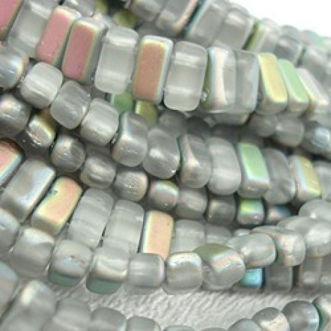 6x3mm CzechMates Brick Beads - Matte Vitrail Crystal - Pack of 50