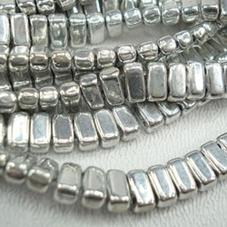3x6mm CzechMate Brick Beads - Silver