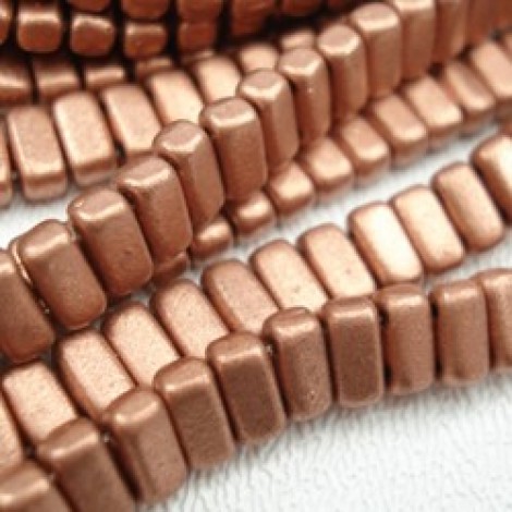 3x6mm CzechMate Brick Beads - Matte Metallic Copper