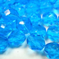 8mm Czech Firepolish Beads - Aquamarine - Pack of 20