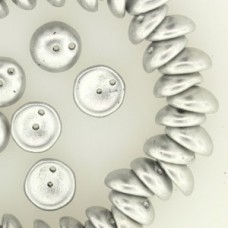 8mm Czech 2-Hole Piggy Beads - Silver- Pack of 50