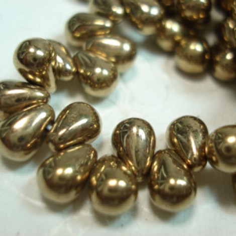 6x4mm Czech Top-Drilled Teardrops - Bronze - Pack of 20