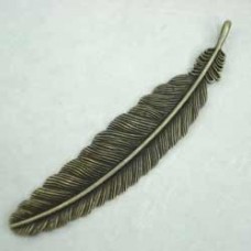 105mm Antique Bronze Big Feather Vintage Pendant - Each