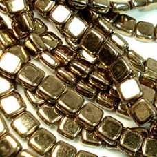 6mm Czechmates Two Hole Tile Beads - Bronze - Pack of 20