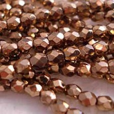 3mm Czech Fire Polished Beads - Bronze - Pack of 50