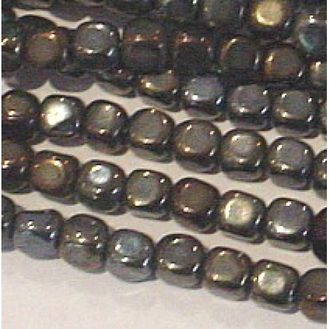 4mm Iris Brown Czech Glass Cube Beads - Pack of 50
