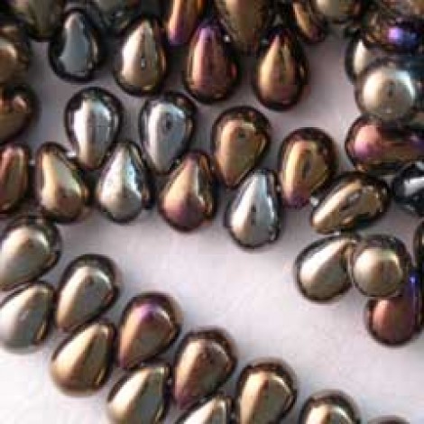 8x6mm Czech Teardrops - Iris Brown - Pack of 10 8x6mm Czech Teardrops - Iris Brown - Pack of 10