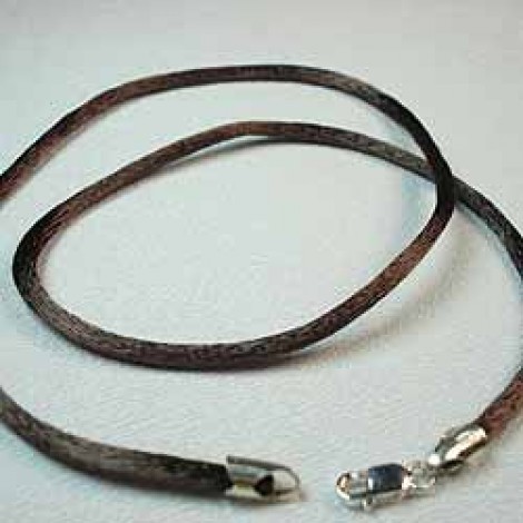 2mm Brown Rattail Necklace w/Sterling Silver Clasp - 16in length