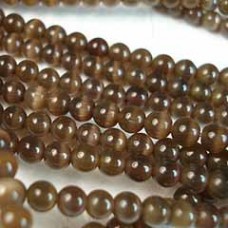 4mm Brown Cats Eye Optic Fibre Beads - Per Strand