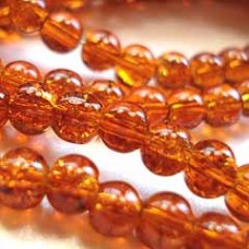 4mm Brown Glass Crackle Beads - Strand