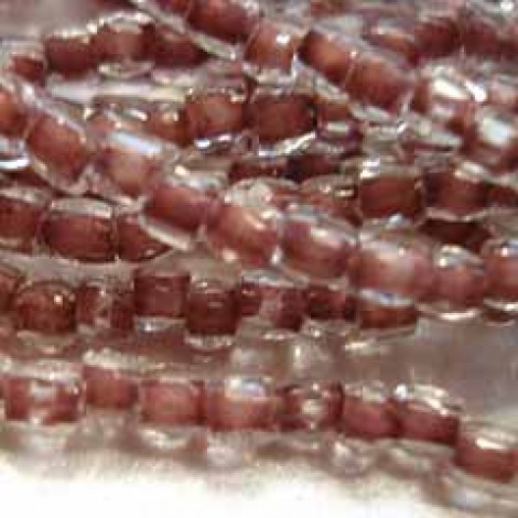 9/0 Cz Crystal/Brown Lined Colour Fast 3-Cut Seed Beads