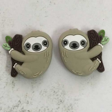 30x32mm Baby-Safe Brown Sloth Teething Beads or Knitting Needle Protector Tips