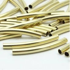 3x32mm Raw Brass Curved Tube Beads