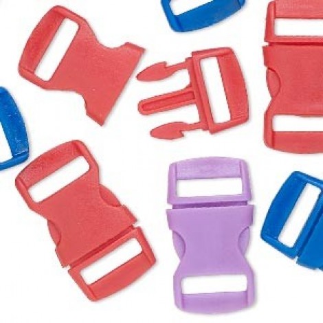 30x16mm Plastic Mixed Bright Colour Buckle Clasps - Pk 12
