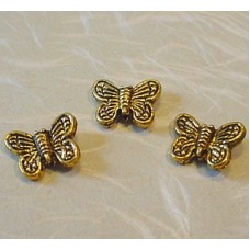 10x8mm Gold Plated Cast Butterfly Charm Beads - Pack of 20