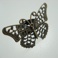 27x41mm Antique Bronze Filigree Butterfly Adjustable Rings - Pack of 2