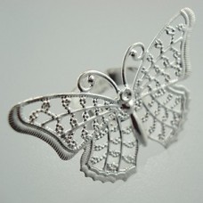 Silver Plated Filigree Butterfly Adj Rings