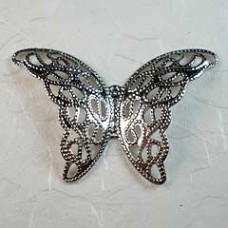 27x39m Silver Filigree Butterfly Wings - Pack of 4