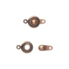 7mm Silver Plated Ball & Socket 1-Strand Snap Clasps - Antique Copper - Pack of 2