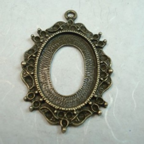 25x18mm (ID) Vintage Ant Bronze Cameo Bezel Settings - Pack of 2