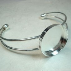 Silver Plated Bracelet Cuff with 25mm Round Bezel Setting