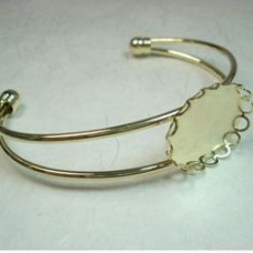 Gold Plated Bracelet Cuff w/18x25mm Oval Cab Setting - each