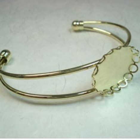 Gold Plated Bracelet Cuff w/18x25mm Oval Cab Setting - each
